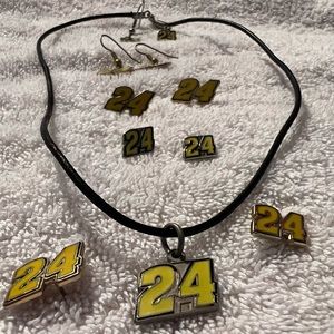 NASCAR #24 necklace and earrings. Excellent condition.
